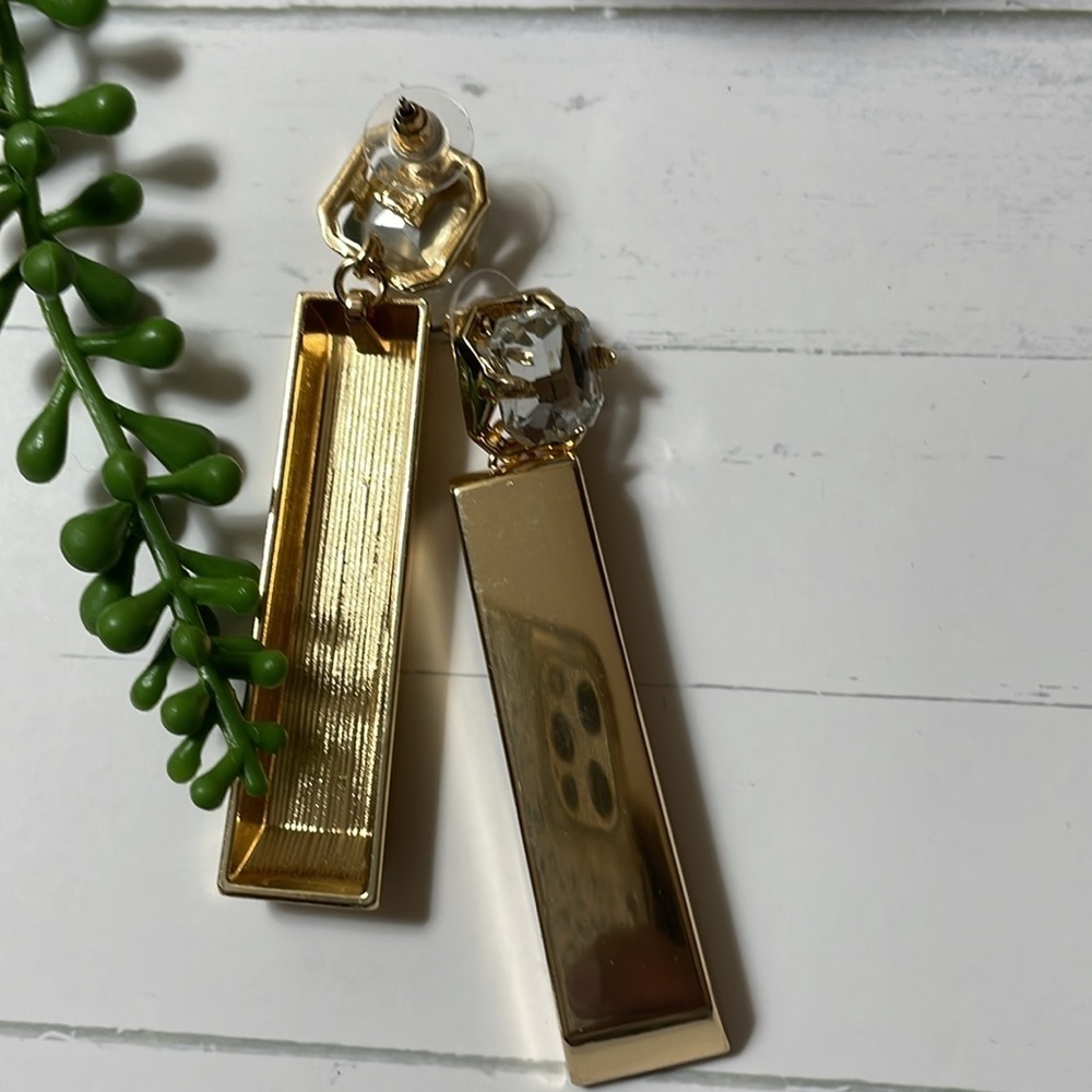 Zara Gold Rectangle Statement Earrings - image 6